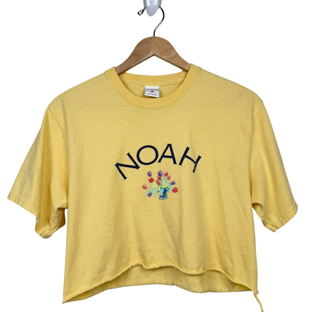 NOAH Graphic T Shirt 100% Cotton Cropped M Yellow Floral Sporty Streetwear